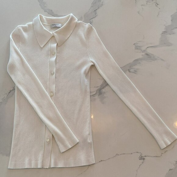 Babaton - Aritizia - Collared, Long Sleeve Sweatshirt, White, Size M - Picture 4 of 6